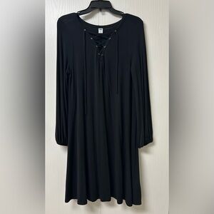 Elegant Black Lace-Up Dress Size S
